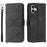 For iPhone 16 Plus Leather Case Multiple Card Slots Phone Cover with 2 Straps - Black - 1