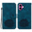 For iPhone 16 Plus Phone Case Lotus Imprint Leather Stand Wallet Cover - Blue - 1