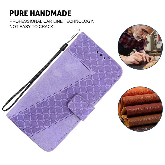 For iPhone 16 Plus Case 7-Shaped Pattern Leather Shockproof Phone Cover - Purple - 4