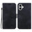 For iPhone 16 Phone Case Lotus Imprint Leather Stand Wallet Cover - Black - 1