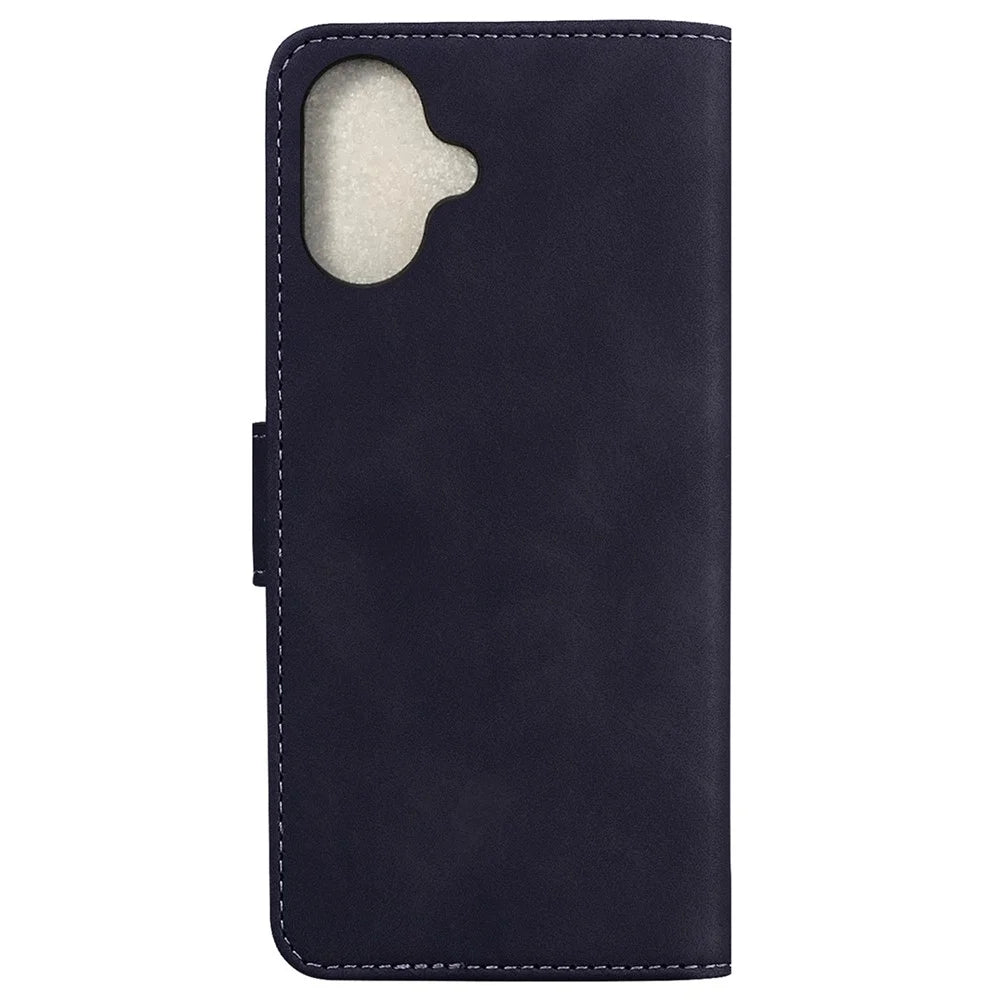 For iPhone 16 Case Solid Color PU Leather Stand Phone Cover - Black - 7