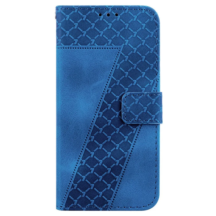 For iPhone 16 Shockproof Case Leather Phone Cover 7-Shaped Imprint - Blue - 7
