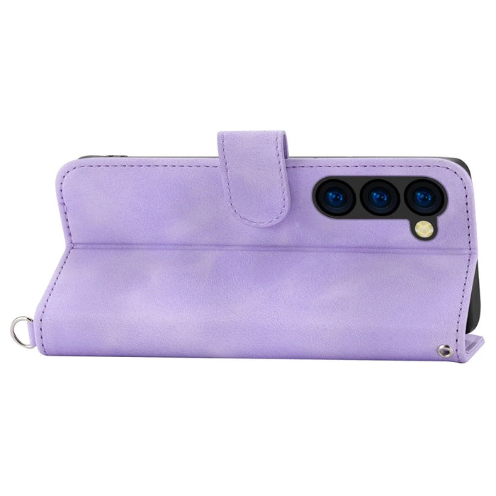 For Samsung Galaxy Z Fold6 5G Leather Case Multiple Card Slots Phone Cover with 2 Straps - Purple - 3