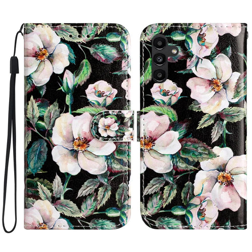 For Samsung Galaxy S24 FE Case Leather Pattern Printing Flip Phone Cover - Magnolia - 1