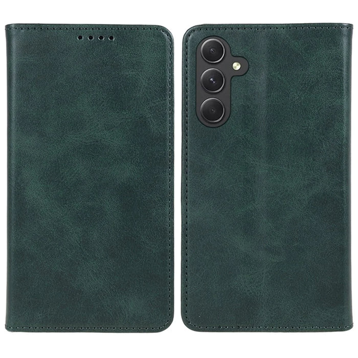 For Samsung Galaxy S24 FE Case Magnetic Auto Closing Leather Phone Cover - Green - 1