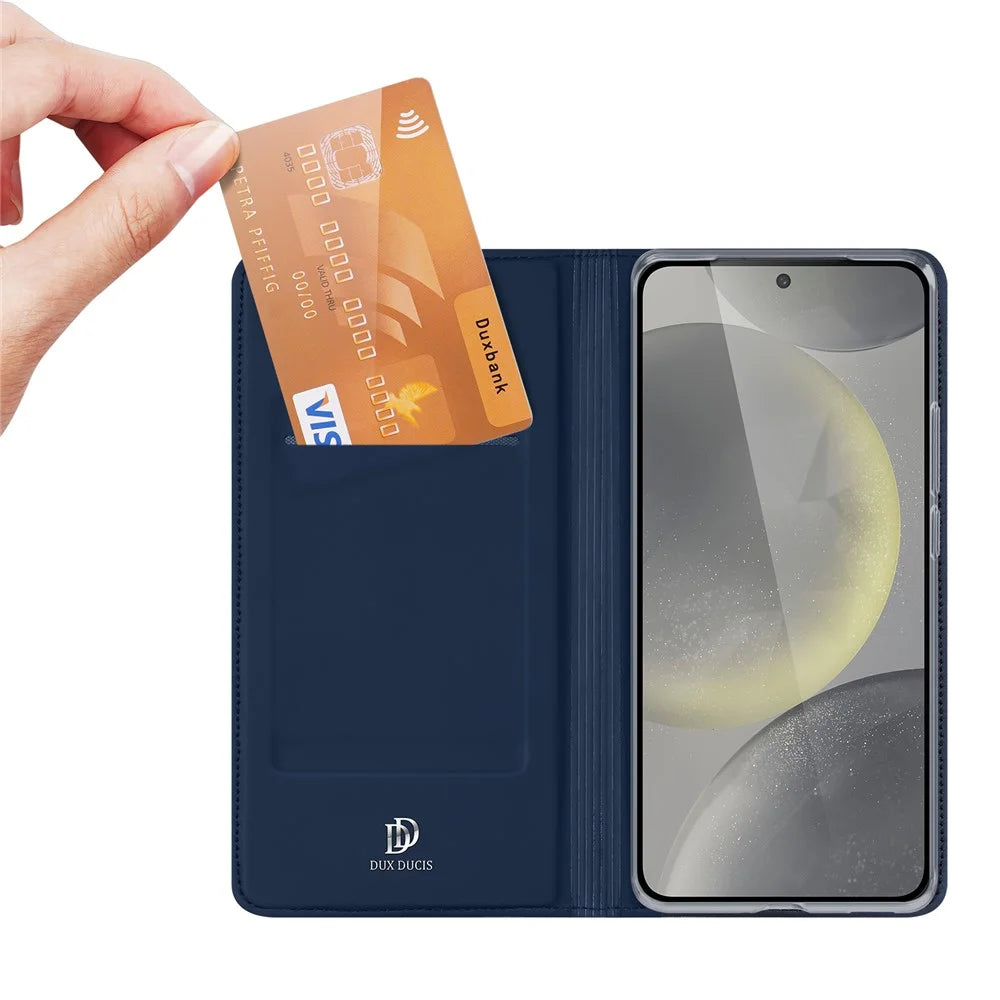 DUX DUCIS Skin Pro Series For Samsung Galaxy S24 FE Leather Case Card Holder Phone Cover - Blue - 2