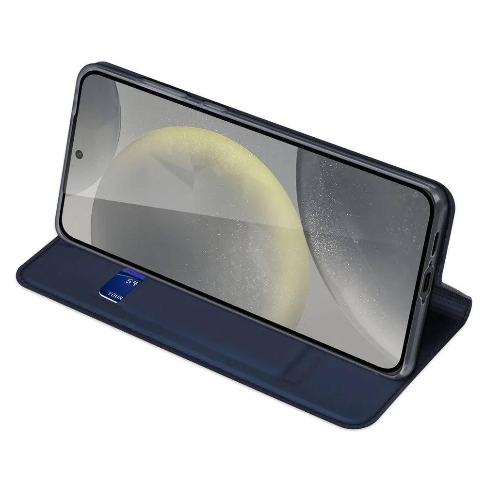 DUX DUCIS Skin Pro Series For Samsung Galaxy S24 FE Leather Case Card Holder Phone Cover - Blue - 3
