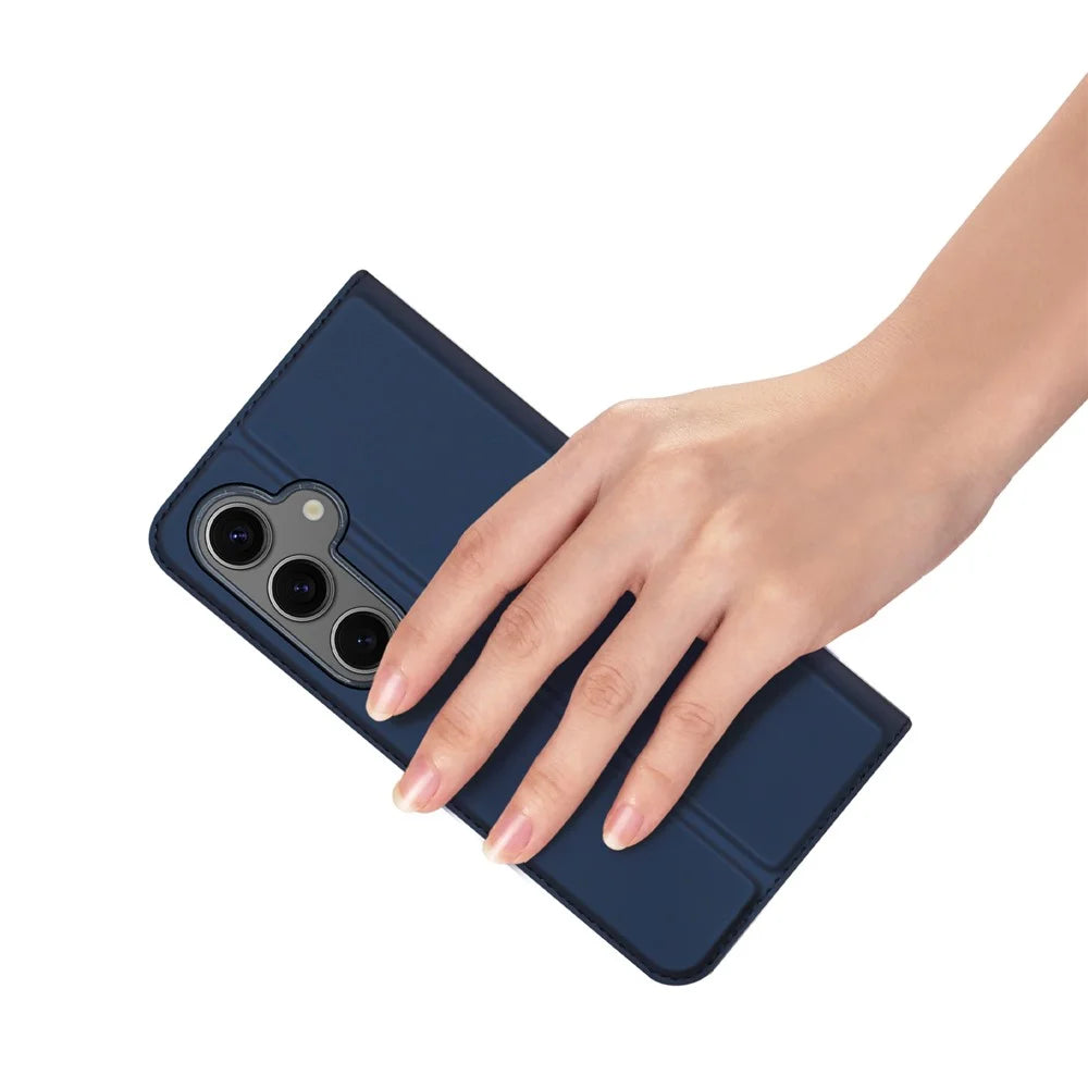 DUX DUCIS Skin Pro Series For Samsung Galaxy S24 FE Leather Case Card Holder Phone Cover - Blue - 6