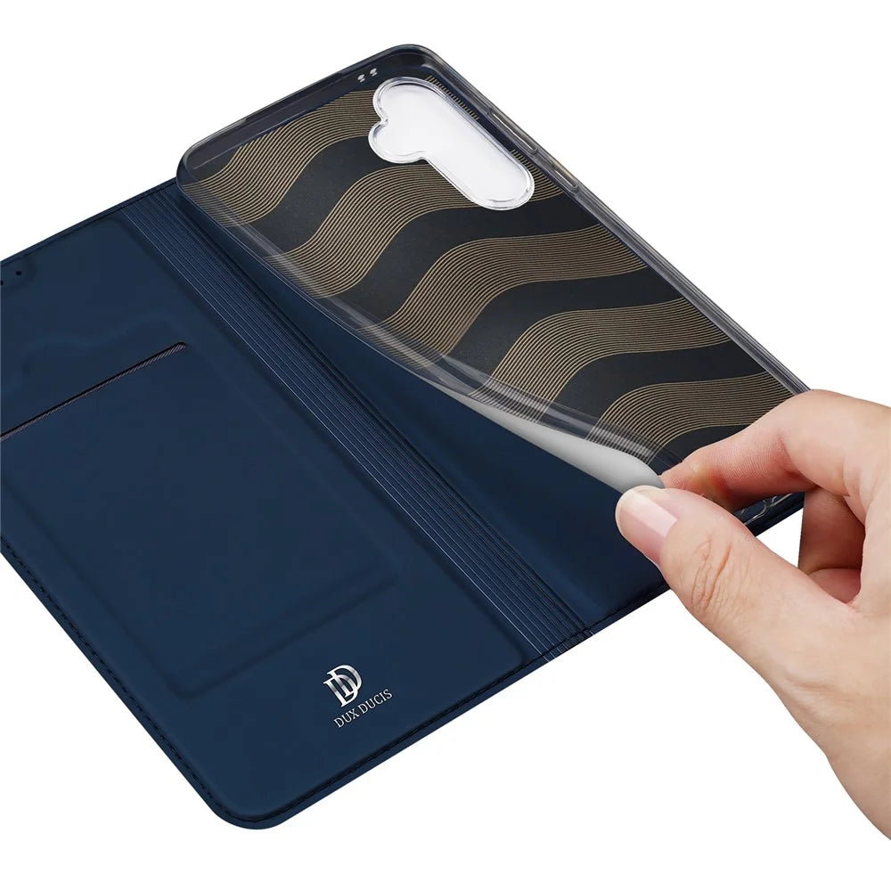 DUX DUCIS Skin Pro Series For Samsung Galaxy S24 FE Leather Case Card Holder Phone Cover - Blue - 7