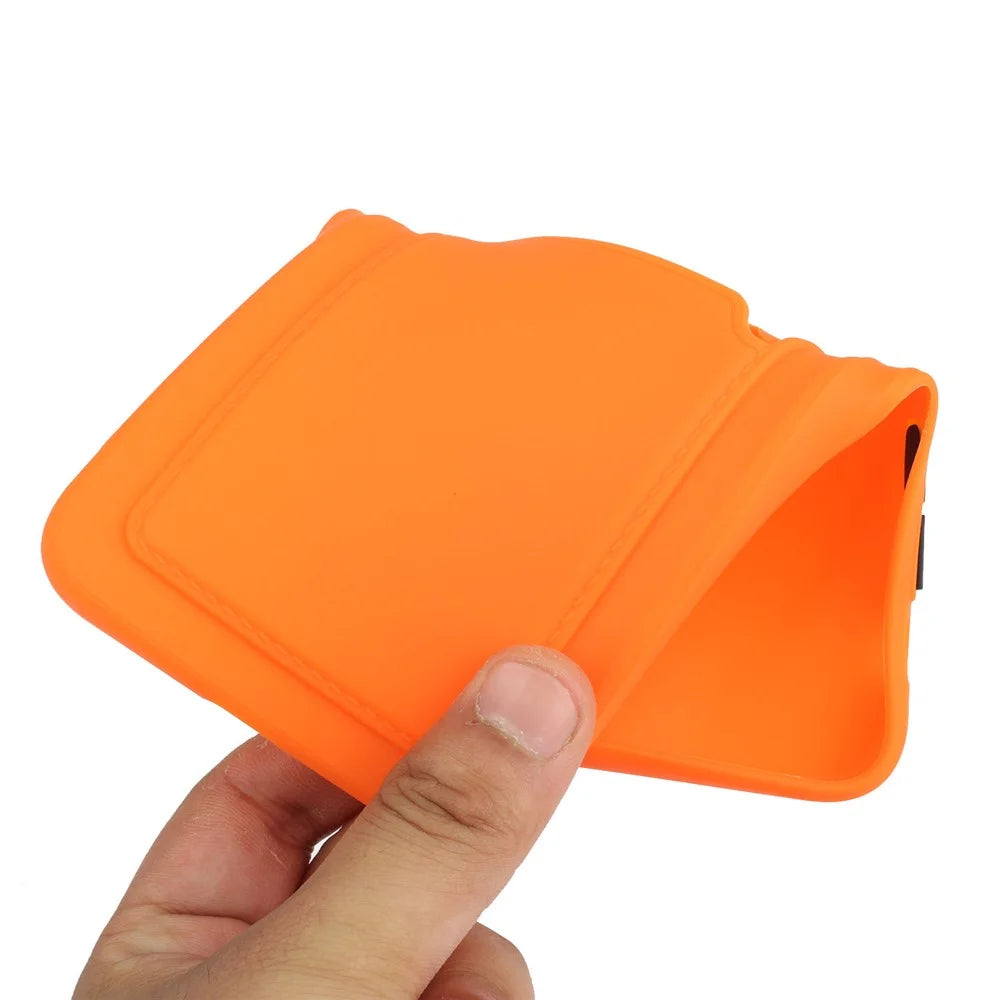 For iPhone 14 Plus Case Card Holder Soft TPU Protective Phone Cover - Orange - 4