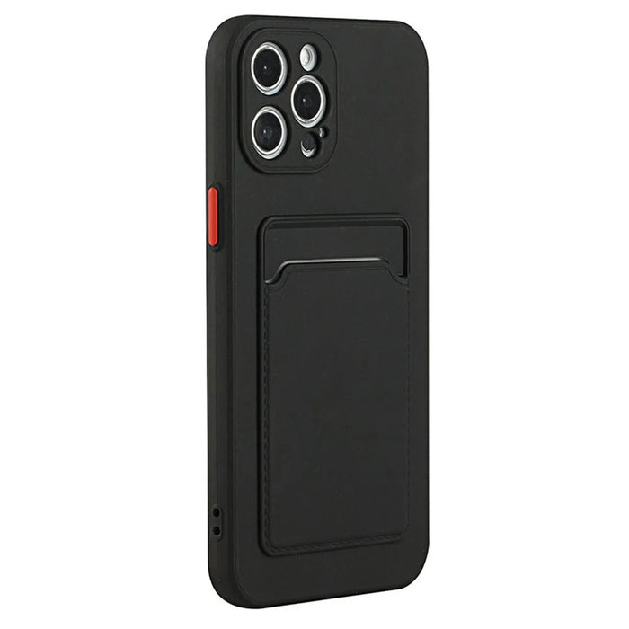 For iPhone 14 Pro Case Anti-Drop TPU Phone Cover with Card Slot - Black - 1