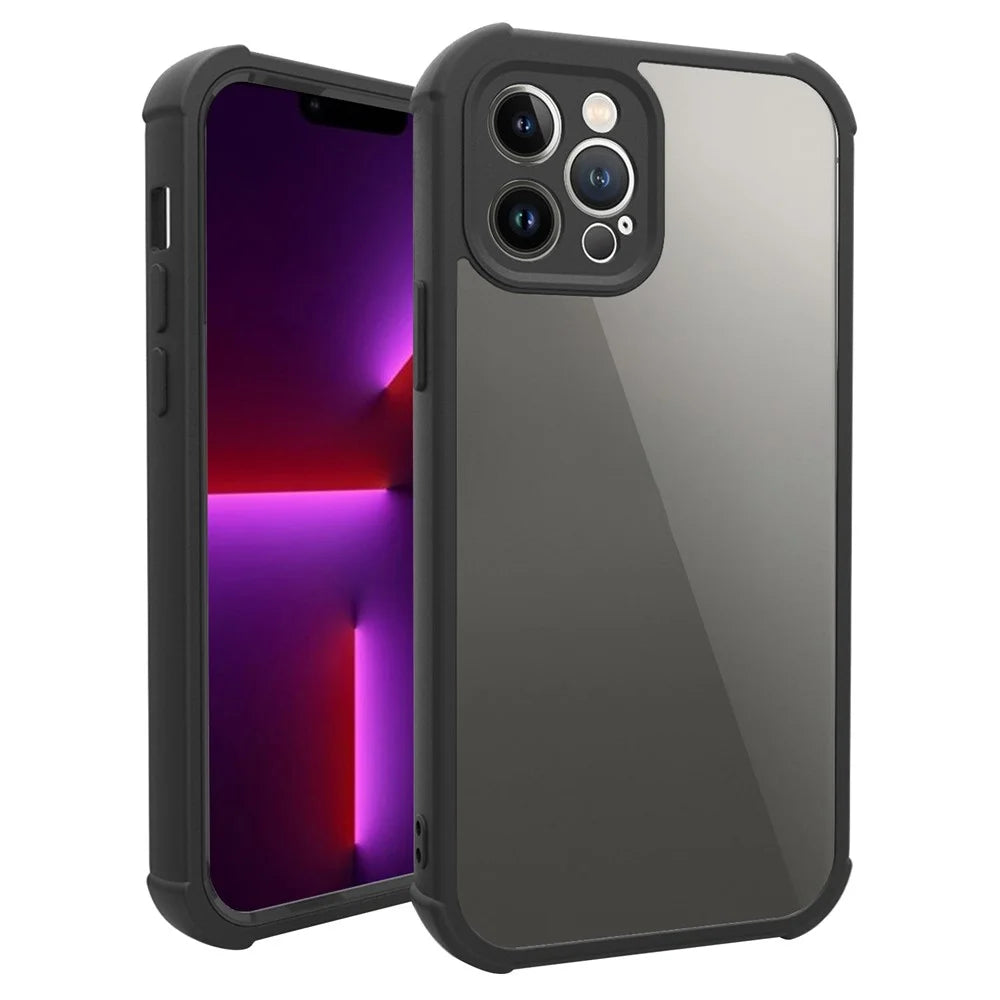 For iPhone 14 Plus Phone Case Protective Anti-Fall Cover Shockproof Case Support Wireless Charging - Black - 1