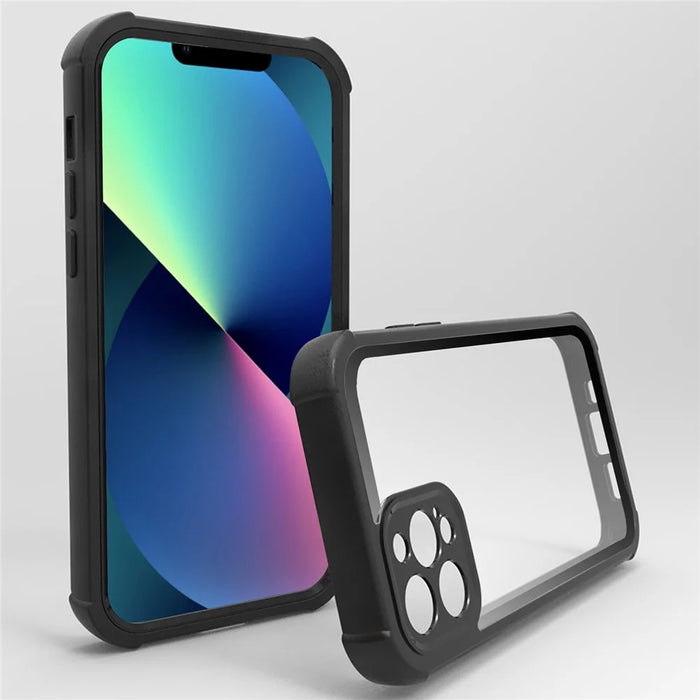 For iPhone 14 Plus Phone Case Protective Anti-Fall Cover Shockproof Case Support Wireless Charging - Black - 2