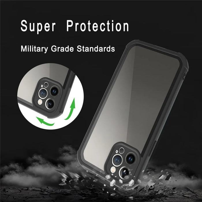 For iPhone 14 Plus Phone Case Protective Anti-Fall Cover Shockproof Case Support Wireless Charging - Black - 3