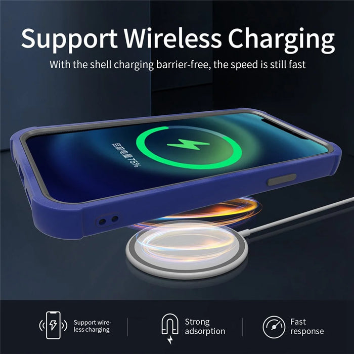 For iPhone 14 Plus Phone Case Protective Anti-Fall Cover Shockproof Case Support Wireless Charging - Black - 4