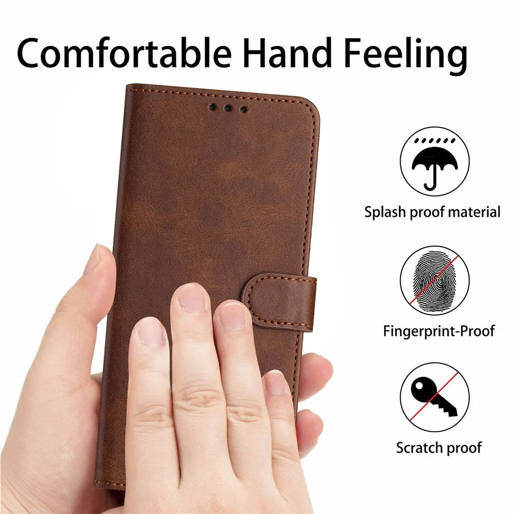 For Realme Note 60x 4G / C63 4G / C61 4G / Note 60 Case Calf Texture Flip Leather Phone Cover Handbag - Brown - 5
