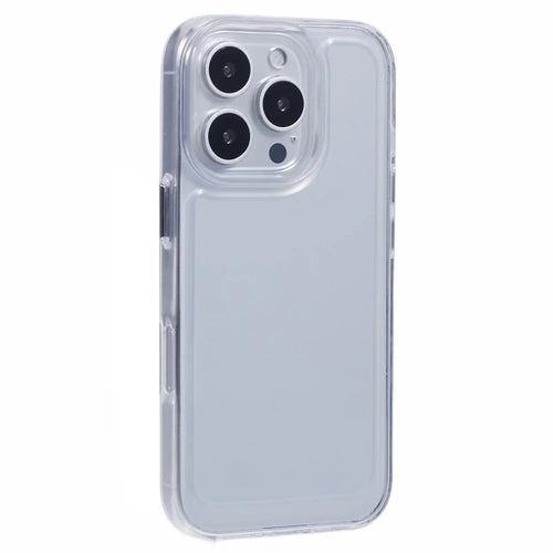 For iPhone 16 Pro Max Case Soft TPU Frame Hard PC Back Phone Cover 2.0mm Thick - Transparent White - 1
