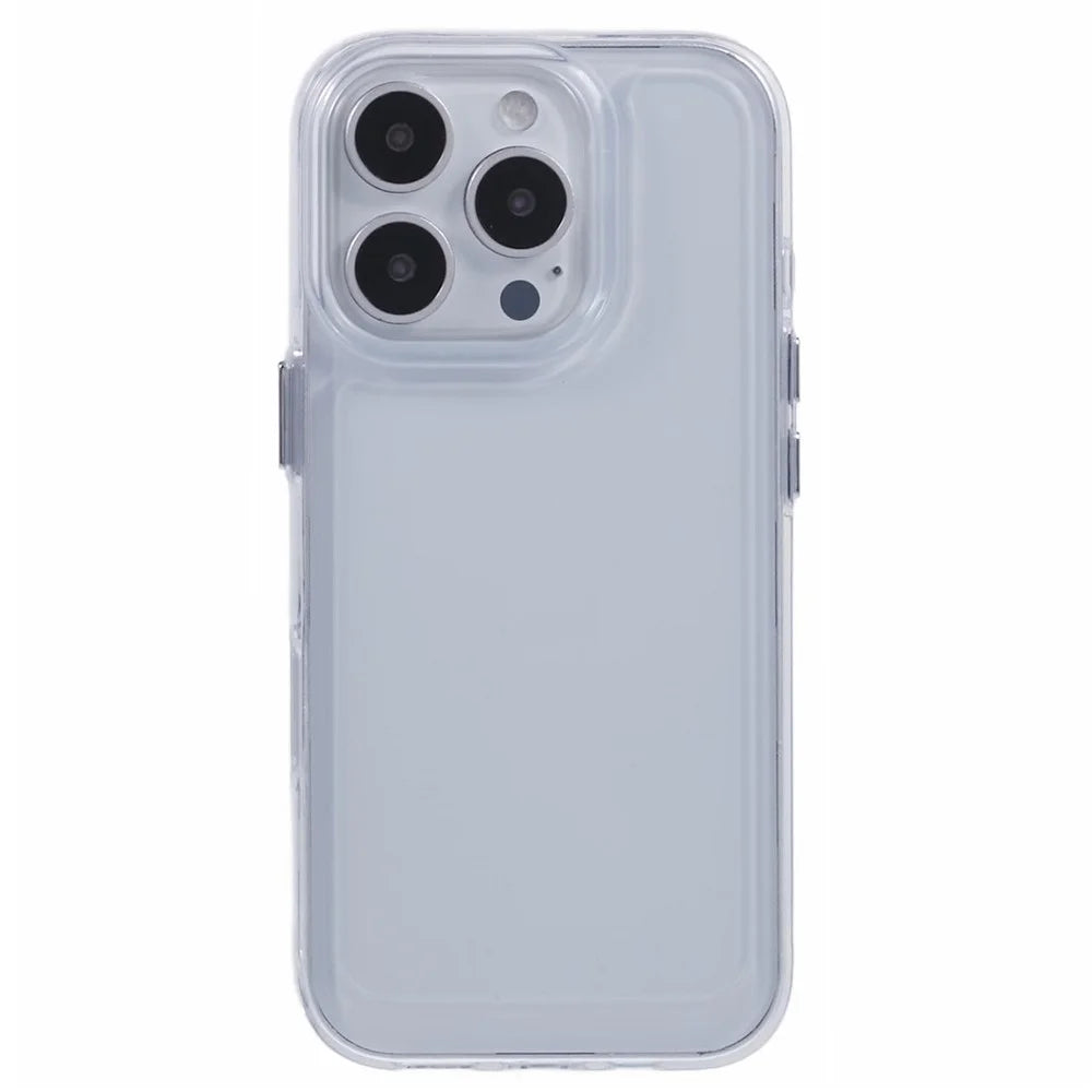 For iPhone 16 Pro Max Case Soft TPU Frame Hard PC Back Phone Cover 2.0mm Thick - Transparent White - 3