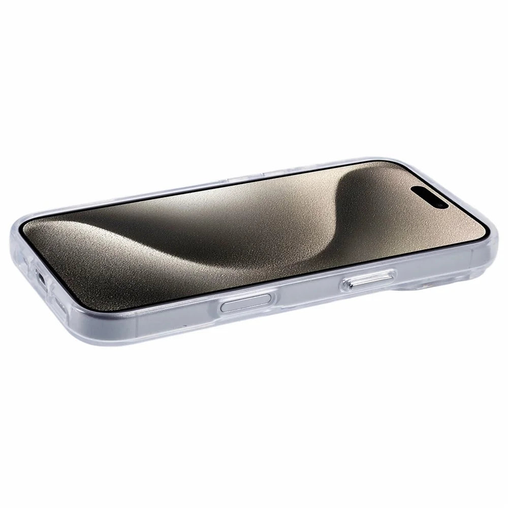 For iPhone 16 Pro Max Case Soft TPU Frame Hard PC Back Phone Cover 2.0mm Thick - Transparent White - 4