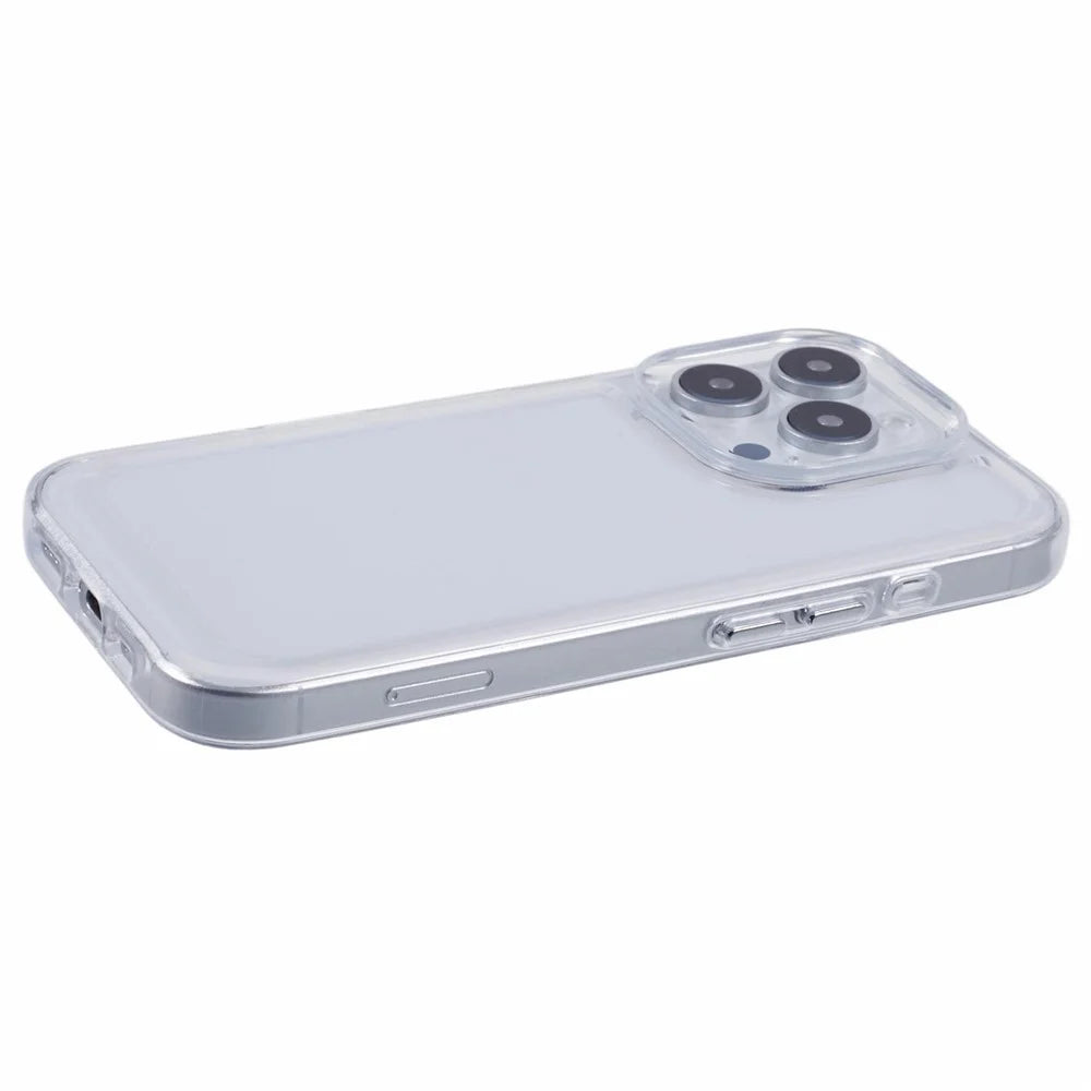 For iPhone 16 Pro Max Case Soft TPU Frame Hard PC Back Phone Cover 2.0mm Thick - Transparent White - 5