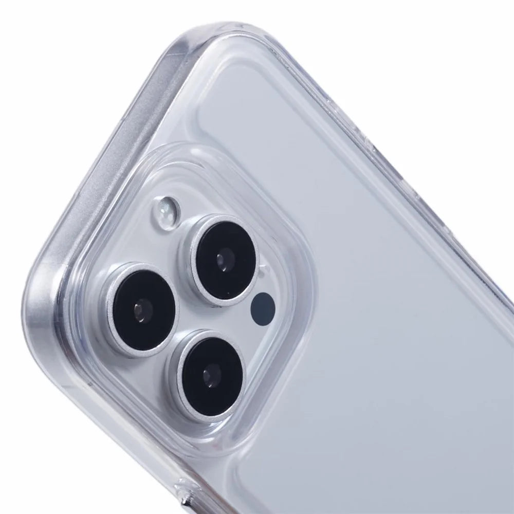For iPhone 16 Pro Max Case Soft TPU Frame Hard PC Back Phone Cover 2.0mm Thick - Transparent White - 6