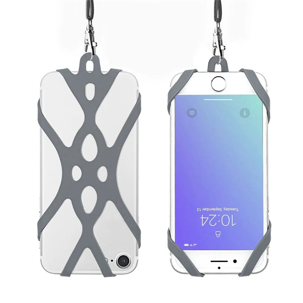 Universal Phone Lanyard Holder Silicone Phone Neck Strap Compatible with 4.7-6.5 inch Smartphones - Grey - 1