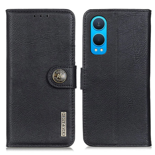 KHAZNEH For OnePlus Nord CE4 Lite 5G / Oppo K12x 5G (China) Case Cowhide Texture Leather Wallet Stand Cover - Black - 1