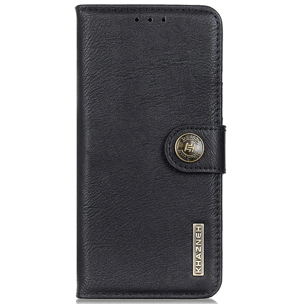 KHAZNEH For OnePlus Nord CE4 Lite 5G / Oppo K12x 5G (China) Case Cowhide Texture Leather Wallet Stand Cover - Black - 7