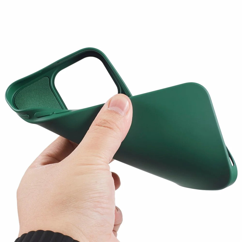 For iPhone 16 Pro Case Soft TPU Fiber Lining Protective Phone Cover - Army Green - 6