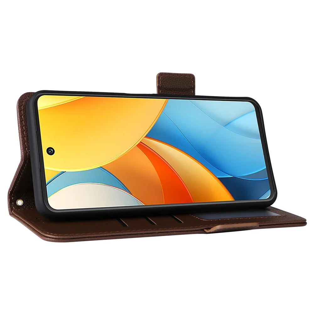 For ZTE Axon 60 Lite / Blade V60 Vita Case with Wrist Strap Litchi Texture PU Leather Wallet Phone Cover - Brown - 3