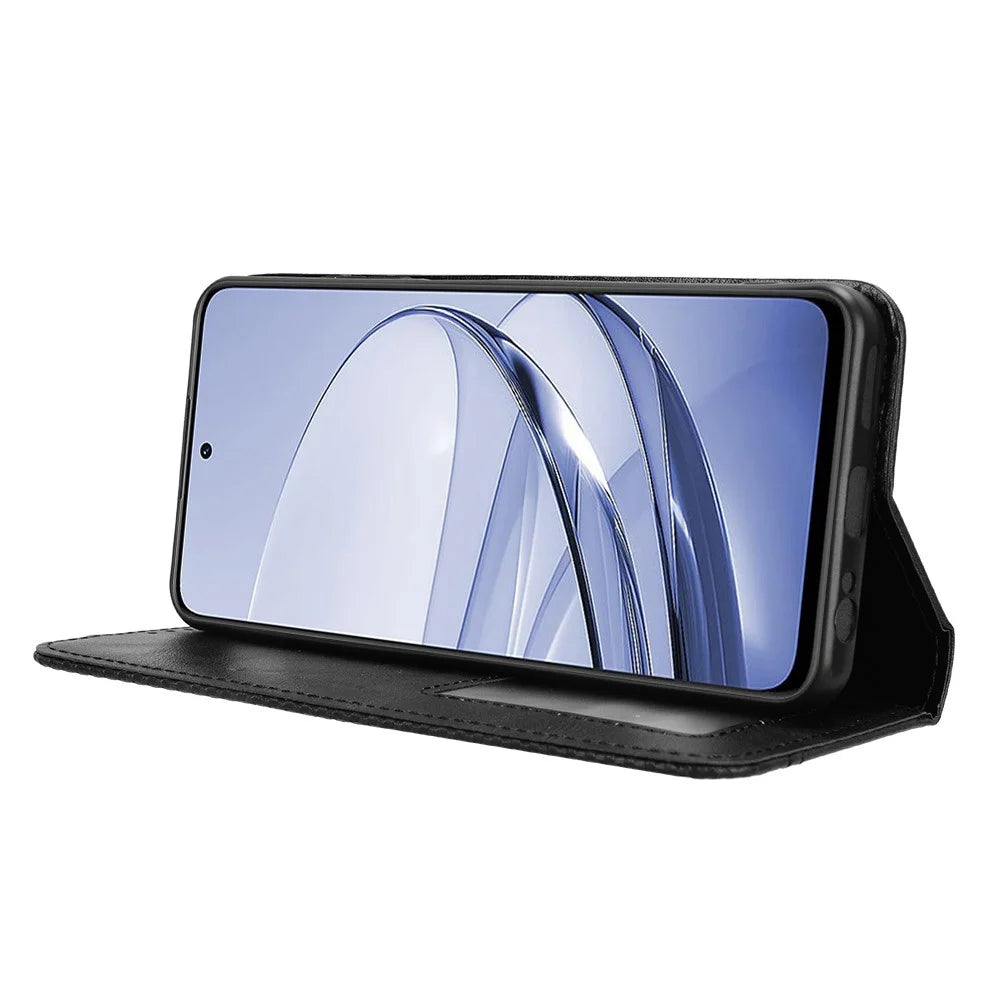 For ZTE Axon 60 (ZTE Blade V60) Case Retro PU Leather Wallet Phone Cover Stand - Black - 3