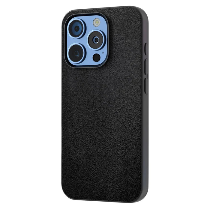 For iPhone 16 Pro Max Case PU Leather Coated TPU+PC Hybrid Phone Cover - Black - 1