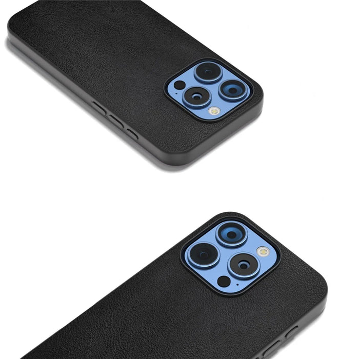 For iPhone 16 Pro Max Case PU Leather Coated TPU+PC Hybrid Phone Cover - Black - 3