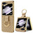 For Samsung Galaxy Z Flip5 5G Case Woven Texture Leather+PC Kickstand Phone Cover with Back Film - Gold - 1