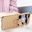 For Samsung Galaxy Z Flip5 5G Case Woven Texture Leather+PC Kickstand Phone Cover with Back Film - Gold - 3