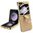 For Samsung Galaxy Z Flip5 5G Case Woven Texture Leather+PC Kickstand Phone Cover with Back Film - Gold - 4