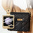 For Samsung Galaxy Z Flip5 5G Case Woven Texture Leather+PC Kickstand Phone Cover with Back Film - Gold - 7