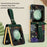 For Samsung Galaxy Z Flip5 5G Kickstand Case Flower Pattern Leather+PC Phone Cover with Back Film - Green - 2