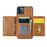 DG.MING M5 Series For iPhone 11 Pro Case Detachable Magnetic Leather Phone Cover with Card Slots - Brown - 2