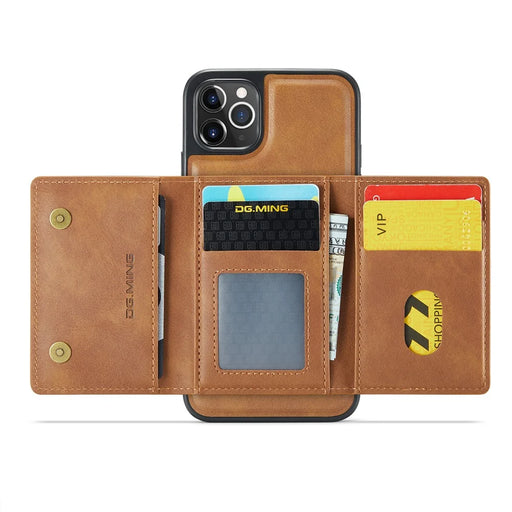DG.MING M5 Series For iPhone 11 Pro Case Detachable Magnetic Leather Phone Cover with Card Slots - Brown - 2