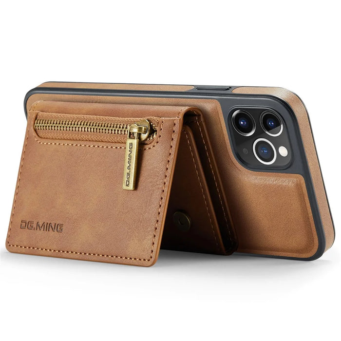 DG.MING M5 Series For iPhone 11 Pro Case Detachable Magnetic Leather Phone Cover with Card Slots - Brown - 3