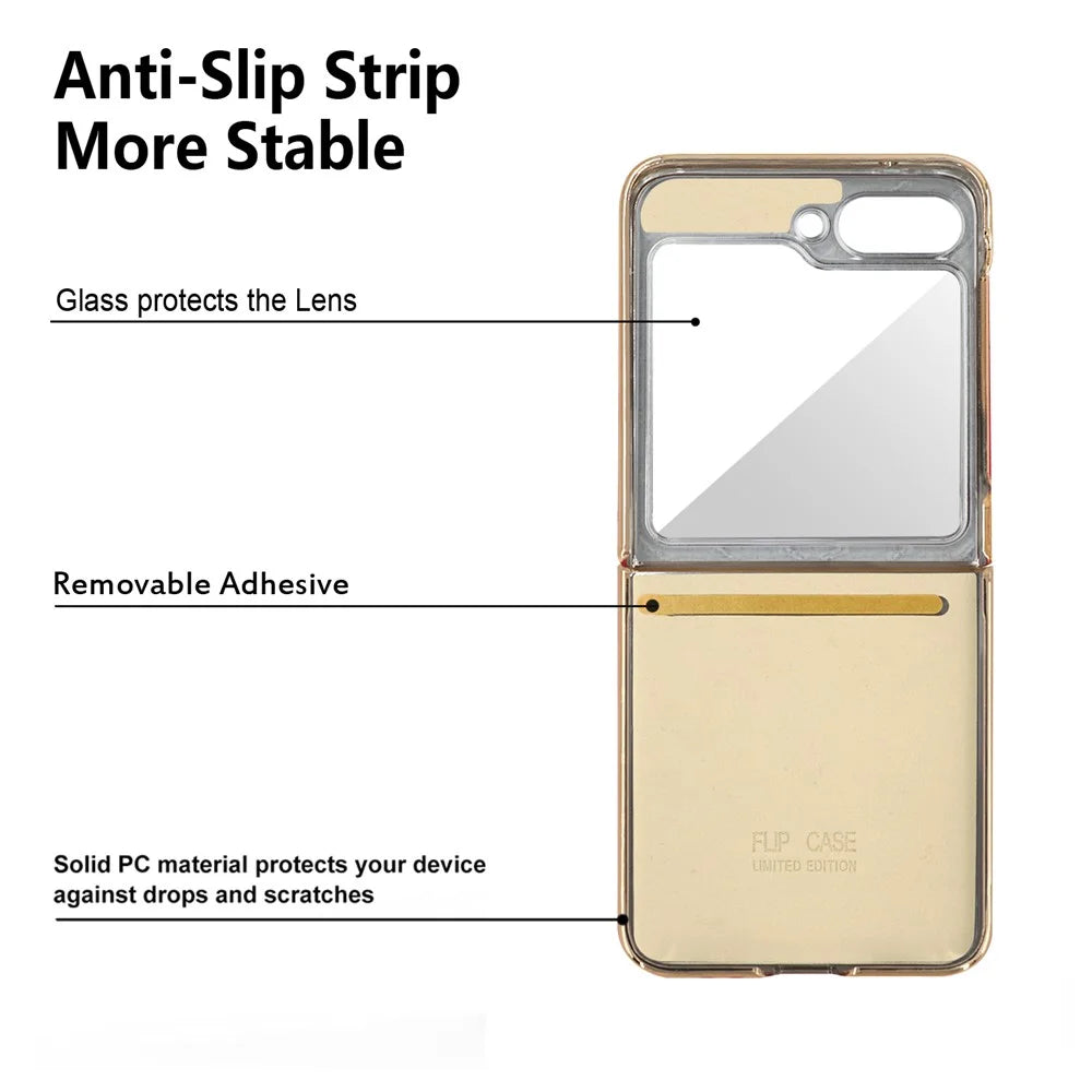 For Samsung Galaxy Z Flip7 FE 5G / Z Flip6 5G Case V-Shape Pattern Kickstand PC Phone Cover - Black - 7