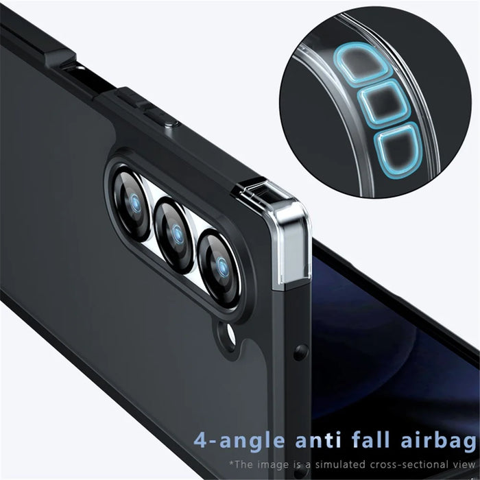 For Samsung Galaxy Z Fold6 5G Case Skin-Touch TPU + PC Matte Phone Back Cover, Transparent Black - 3