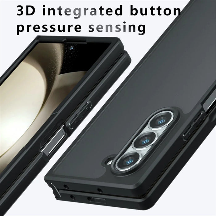 For Samsung Galaxy Z Fold6 5G Case Skin-Touch TPU + PC Matte Phone Back Cover, Transparent Black - 4