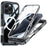For iPhone 16 Pro Max Magnetic Case PC + TPU Shockproof Phone Cover with Screen Film - Black  /  Grey - 1