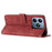 For Realme Note 60x 4G / C63 4G / C61 4G / Note 60 Case Lines Imprinted PU Leather Wallet Stand Phone Cover - Red - 3