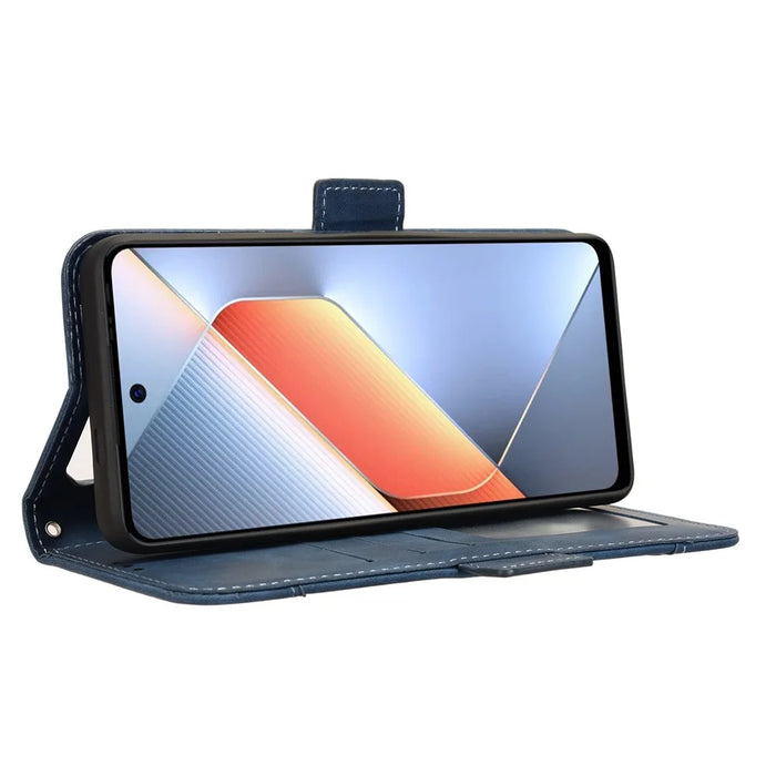For TECNO Pova 6 Neo Case Multiple Card Slots Leather Stand Phone Cover - Blue - 4