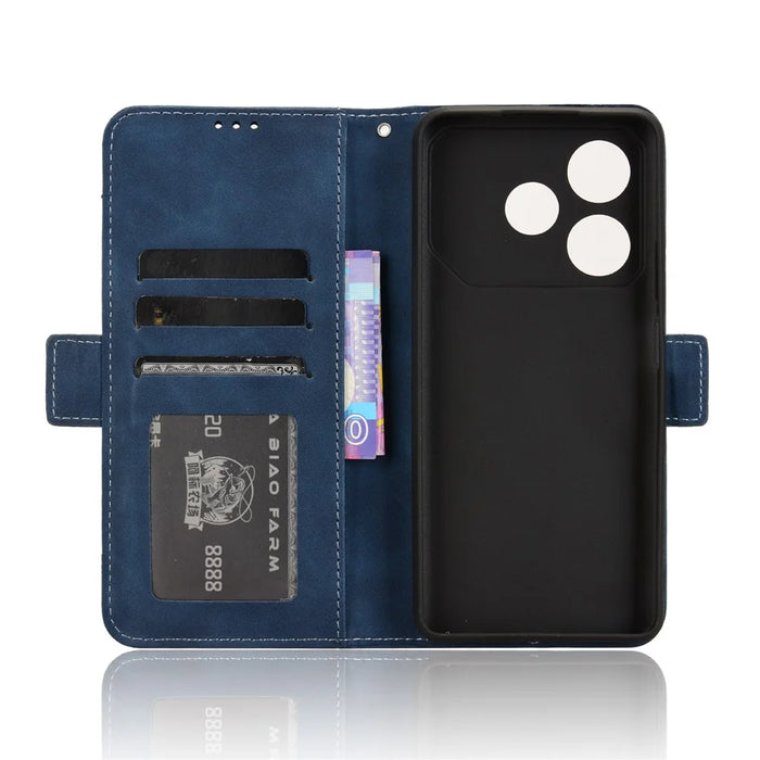 For TECNO Pova 6 Neo Case Multiple Card Slots Leather Stand Phone Cover - Blue - 5