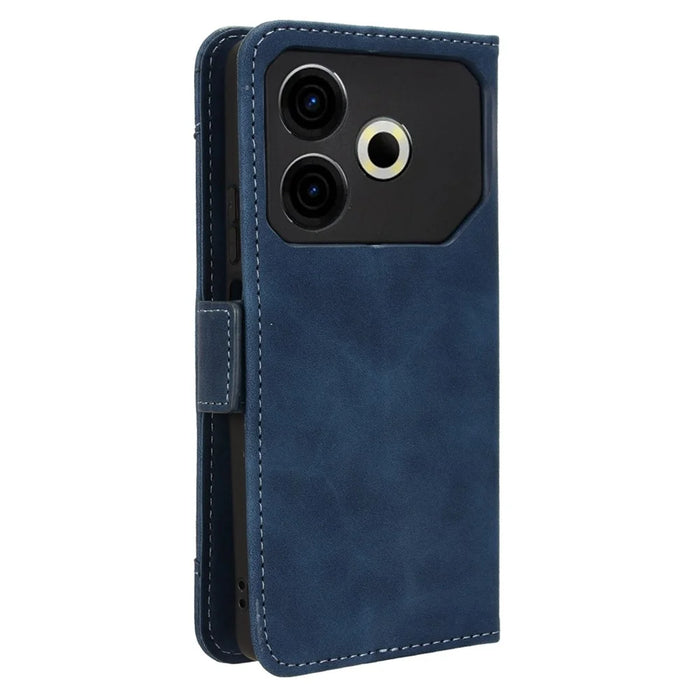 For TECNO Pova 6 Neo Case Multiple Card Slots Leather Stand Phone Cover - Blue - 7