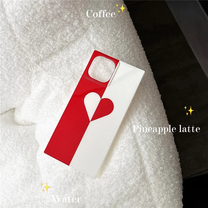 For iPhone 13 Case Square Shape Love Heart Pattern Glossy TPU Anti-Drop Phone Cover - 2